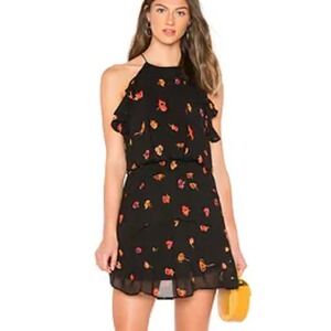 Karina Grimaldi Angelina Ruffle Mini Dress Black Floral size XS